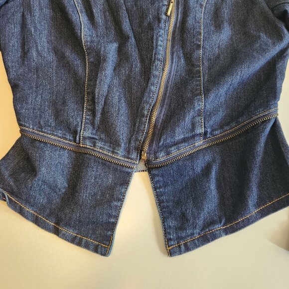 Nicki Minaj Denim Jean Jacket Fitted‎ Blue Zippered Womens Size Medium - Picture 3 of 14